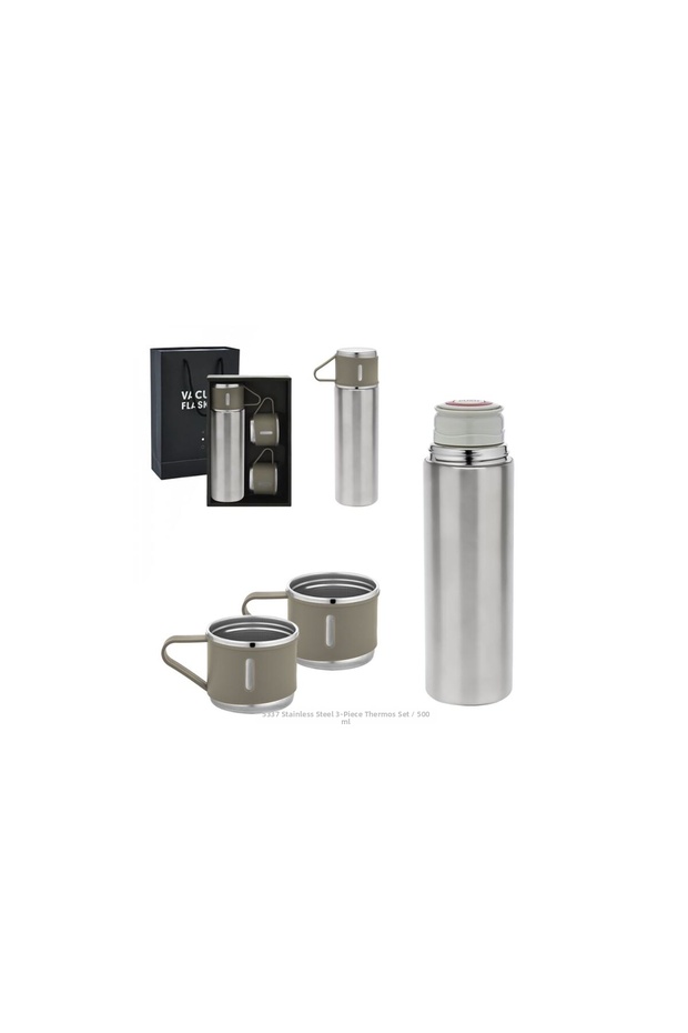 Steel 3-Piece Thermos Set / 500 ml 23 X Ø 6.5 cm Scratch-Resistant Surface