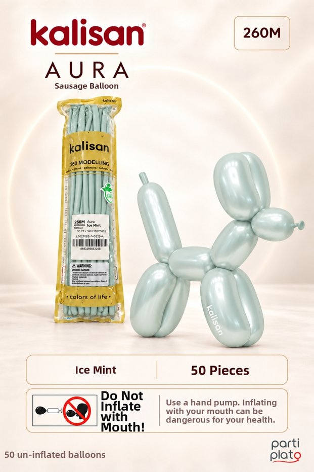 Aura Ice Mint 260m 50-Pack Sausage Modeling Latex Balloon