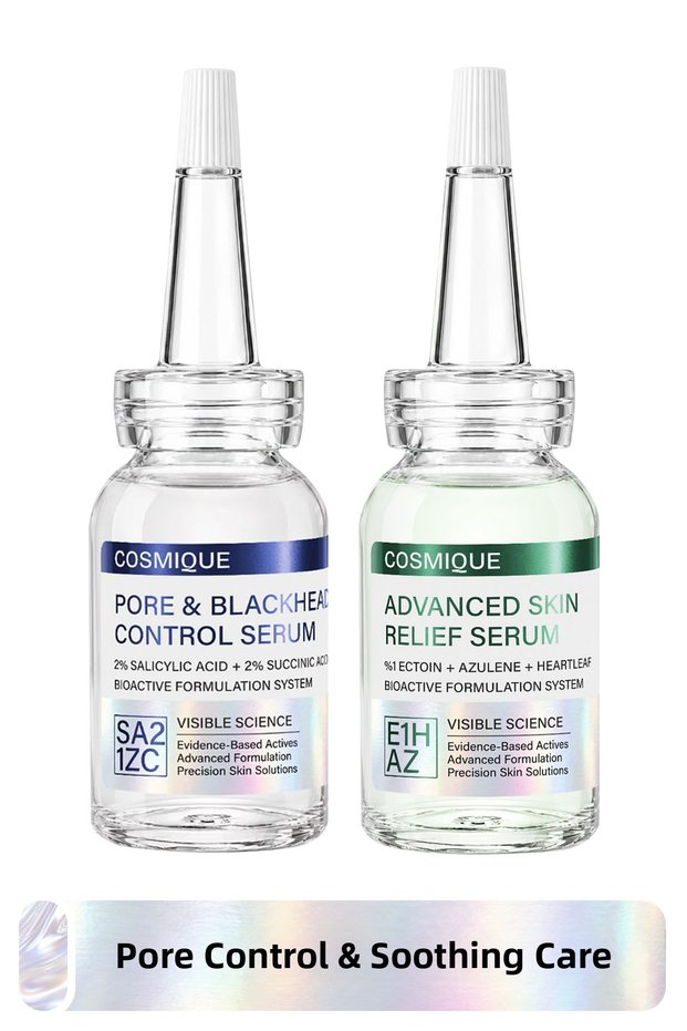 Anti-Pore and Soothing Skin Care Set - Salicylic and Succinic Acid, Ectoin, Azulene