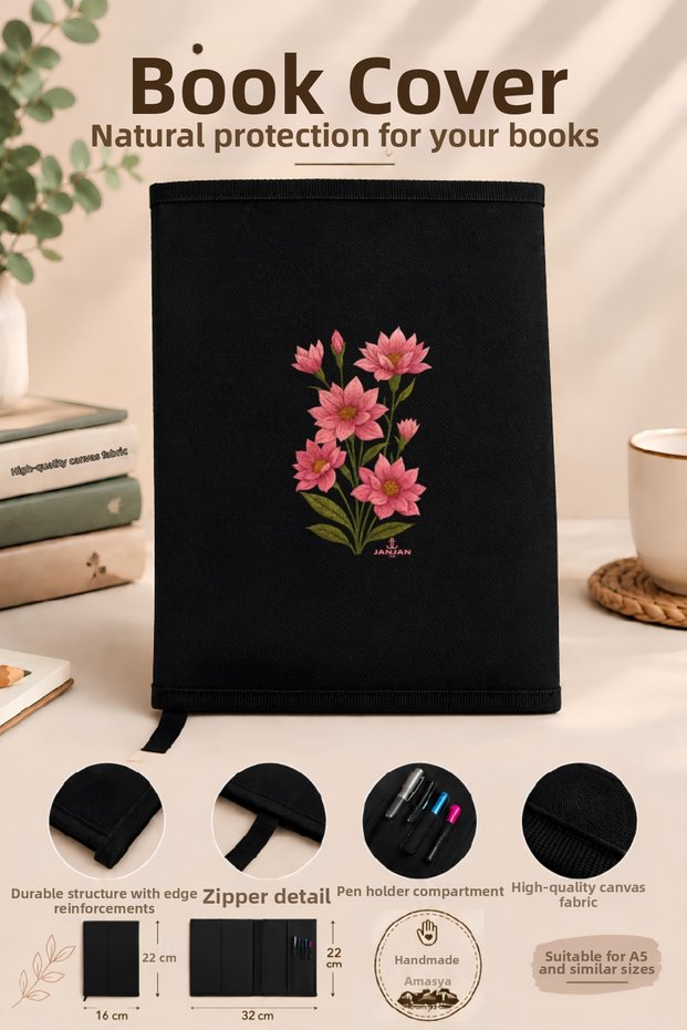 Natural Fabric Book Cover,Washable Book Cover,Book Protector,16X22 cm Book Protective Bag,Book Sleeve,Book Bag,Book Lover Gift,Organizer,Notebook Agenda Cover
