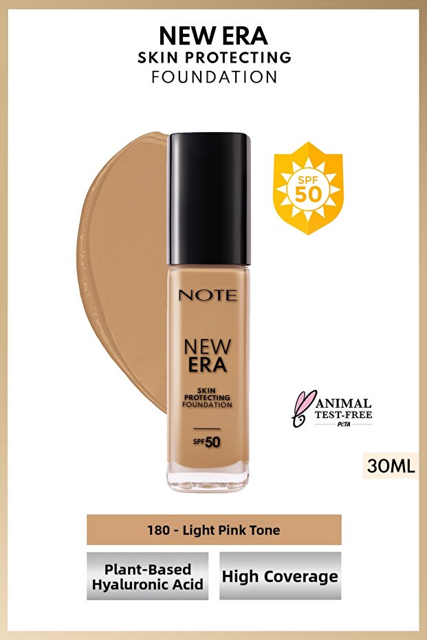 New Era Skin Protecting Spf 50 Hyaluronic Acid Foundation with Moisturizing Effect - 180 Dark Honey