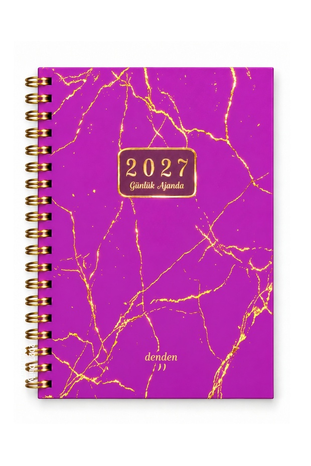 2027 Yaldiz Series Fuchsia Marble Daily Spiral Agenda