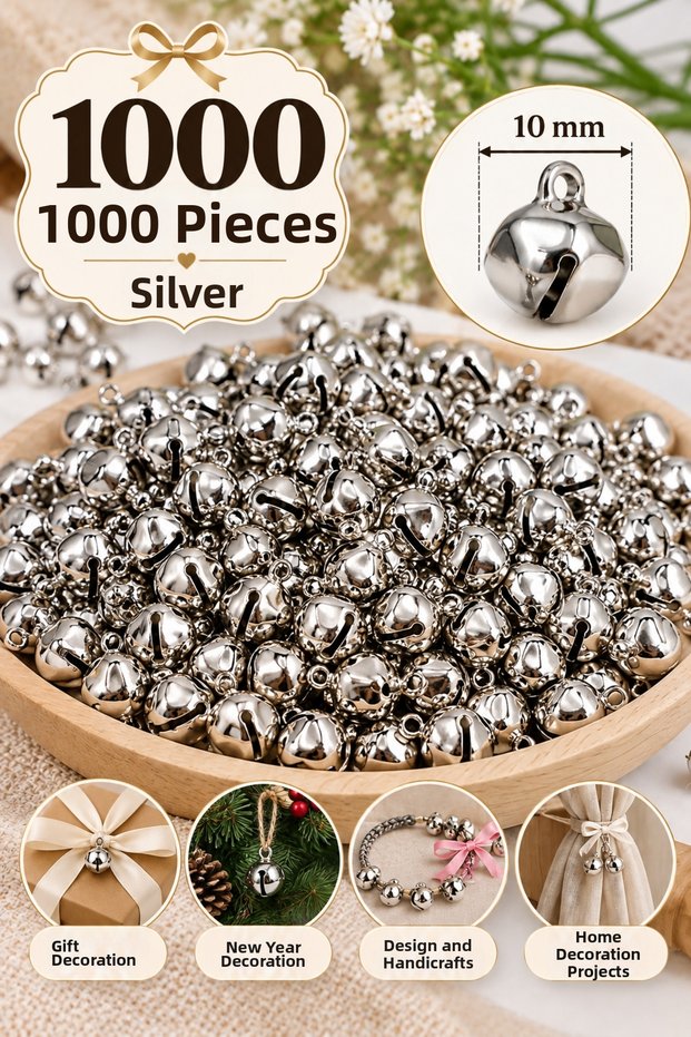 10 mm Silver Metal Ringing Bell Rattle Hobby and Ornament Accessory