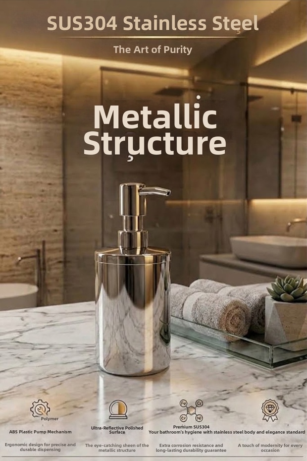 Stainless Steel Sus304 Steel Countertop Liquid Soap Dispenser 430 ml