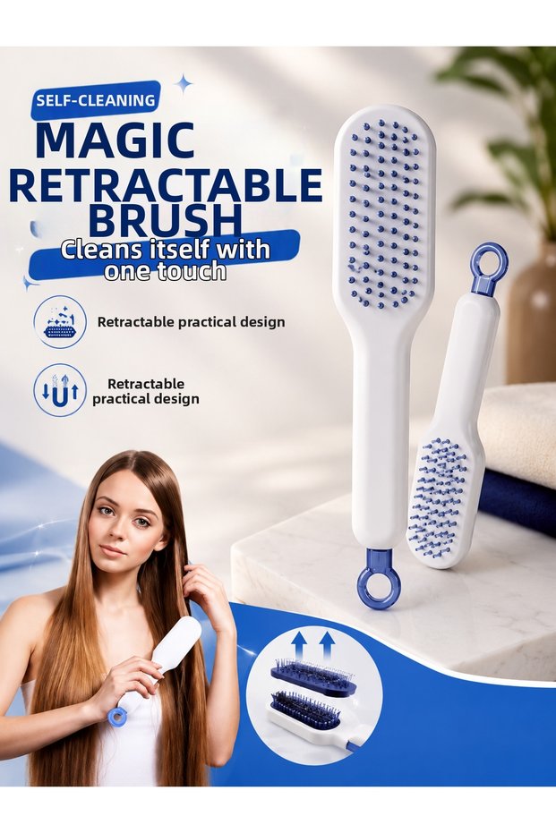 Self-Cleaning Comb Brush Retractable Suitable for Pets Tight Teeth -