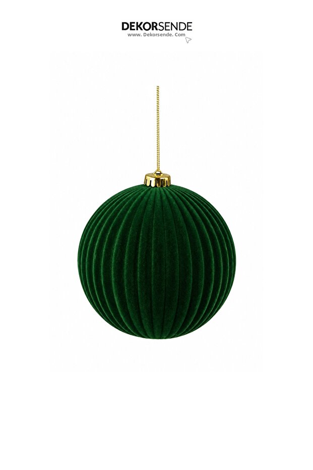 Christmas Tree Ball Sliced Pattern Velvet Green Ball 15 cm