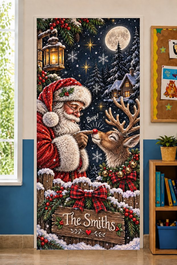 Elastic Door Decoration, Fabric Door Dressing, Christmas Decor, New Year, School Event Door Decoration
