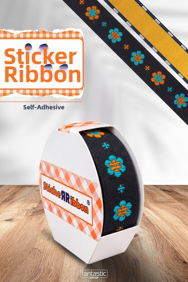 Self-Adhesive Jacquard Sticker Ribbon 16 mm X 120 cm – Floral Pattern Fabric Strip Border Tape