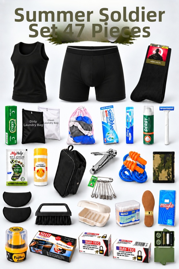 47 Piece Summer Soldier Set Beginner's Uniformed Soldier Set Full Set Black – Beginner's Union Uniformed Soldier Equipment Set