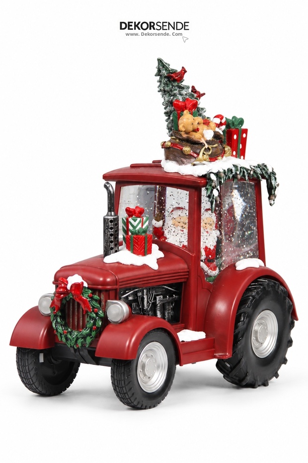 Christmas Snow Globe with Tractor and Santa Claus Model 22X25 cm