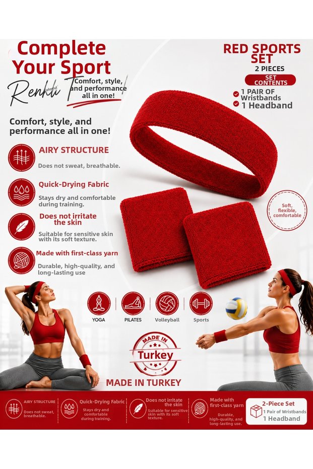 Pilates Yoga Volleyball Tennis Hair Band Wristband Set