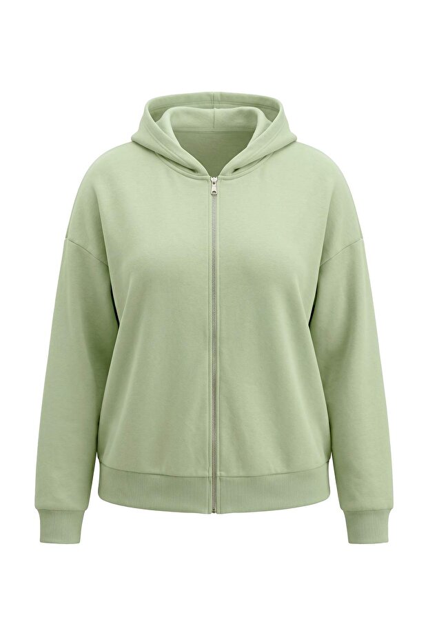 Mint Hooded Oversize Crop Boy Plus Size Sweatshirt Tbbaw26Ao00030