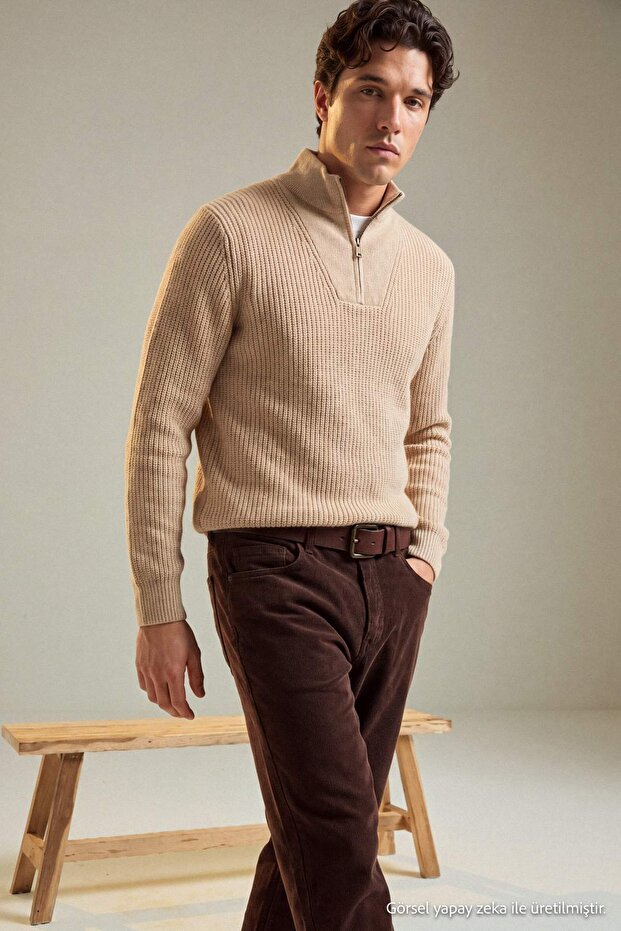 Stone Regular Half Turtleneck Plain Knitwear Sweater Tmnaw22Kz0347