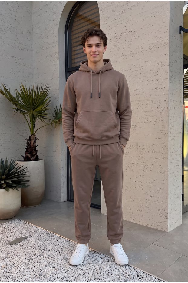 Men's Brown 3 Thread Track Suit Set Soft Puff Fabric