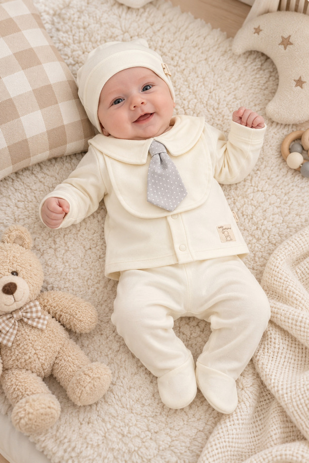 Baby Boy Set with Tie, 5-Piece Set, Newborn 5-Piece Hospital Outfit Set