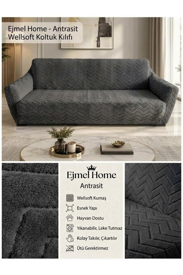 Welsoft Fabric Sofa Cover Seat Cover Stretchy Washable 3 Seater One Piece Sofa Cover Soft Animal Friendly