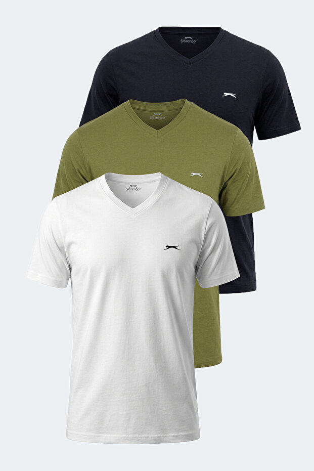 Sargon Set of 3 Men's White - Navy Blue - Khaki T-Shirts