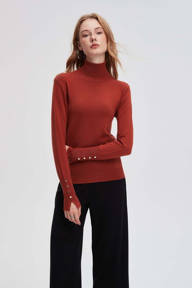 Plain Neck Long Sleeve Top