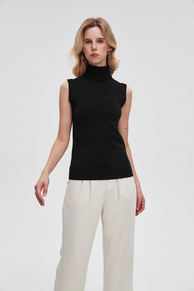 Solid High-Neck Top