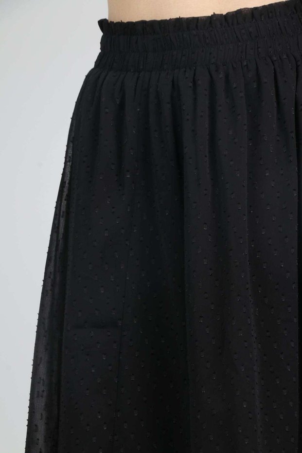 Puffed Midi Skirt with Embroidered Pattern