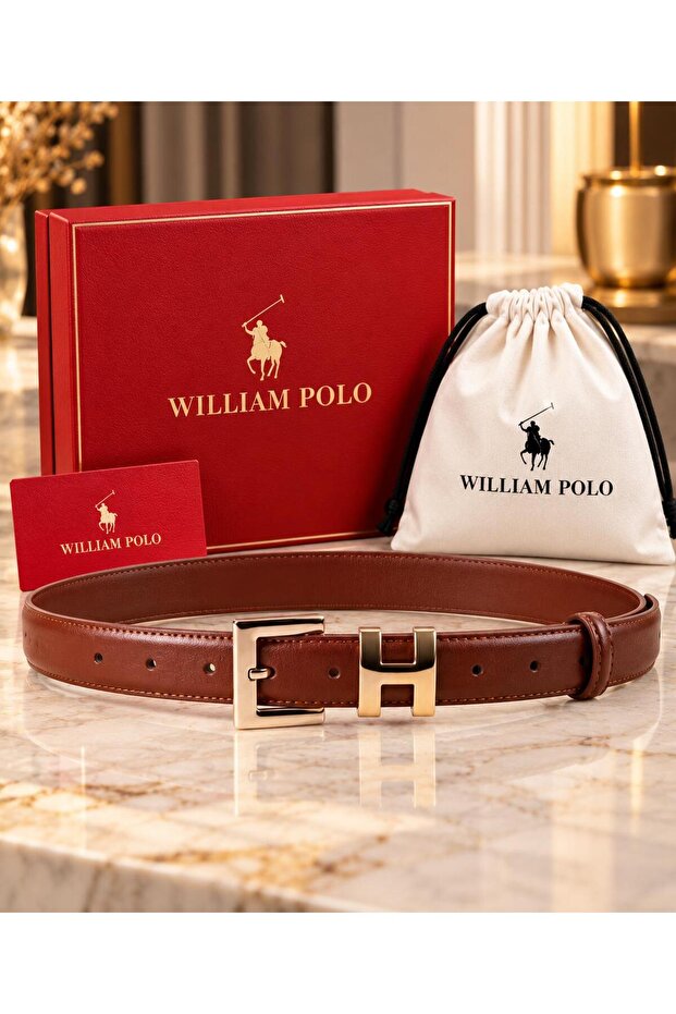 Genuine Leather Luxury Tan Gold Buckle Women's Belt