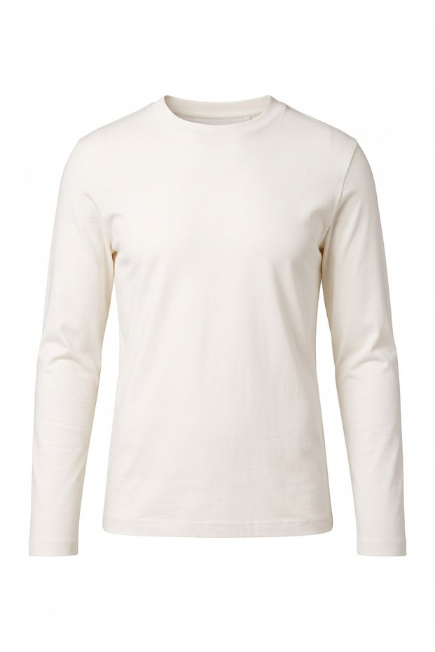 White Color Men's Long Sleeve Crew Neck Basic T-Shirt