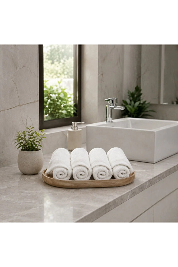 Terry Cotton Face Towels - Set of 4 | Ultra Soft, Highly Absorbent, Premium Quality