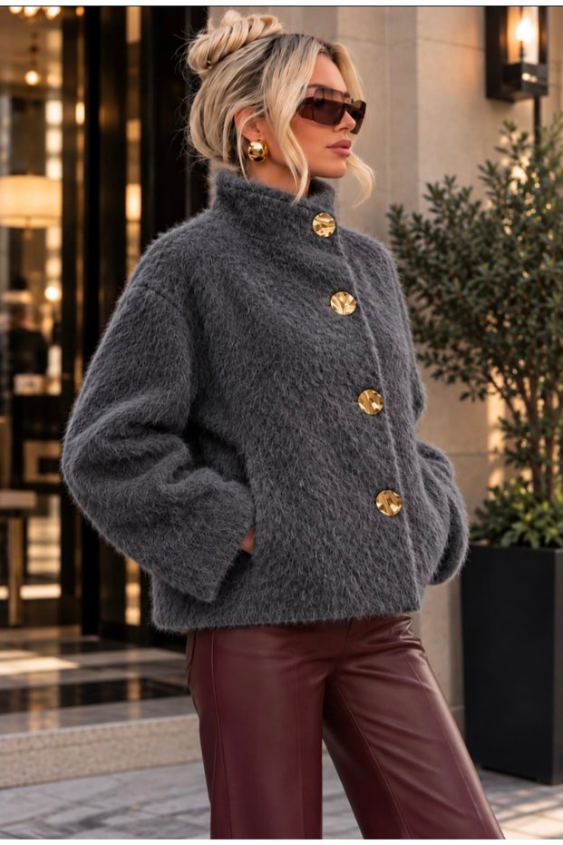 Long Sleeve Buttoned Women's Jacket