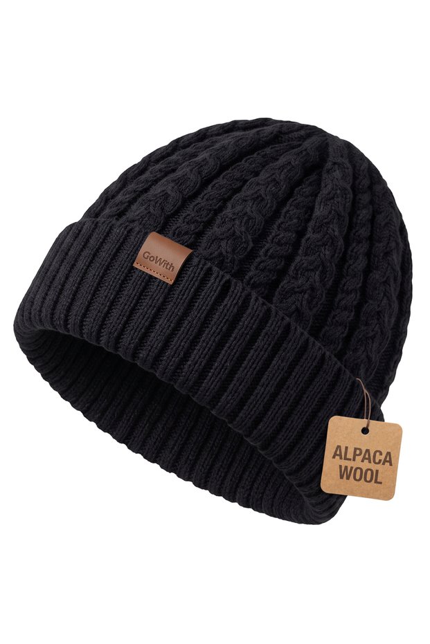 Unisex Alpaca Wool Folded Hair Knit Beanie