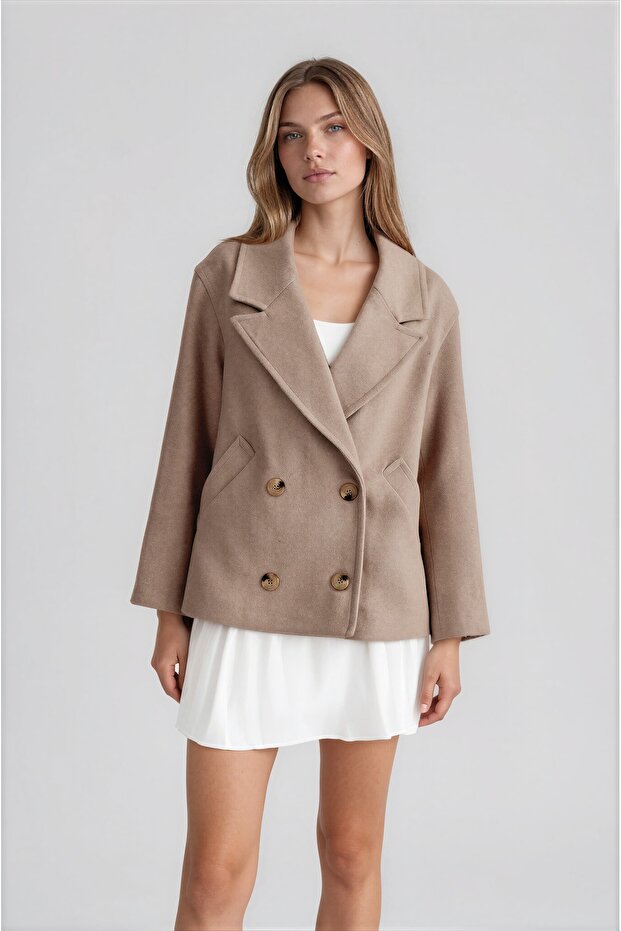 Buttoned Short Stamp Coat