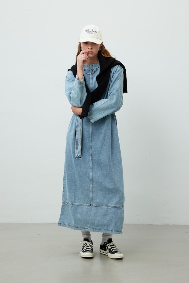 OVERSIZE DENIMOVÉ ŠATY MODRÁ