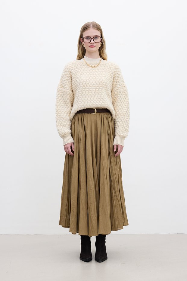 Pilise Maxi Skirt Etek Toprak