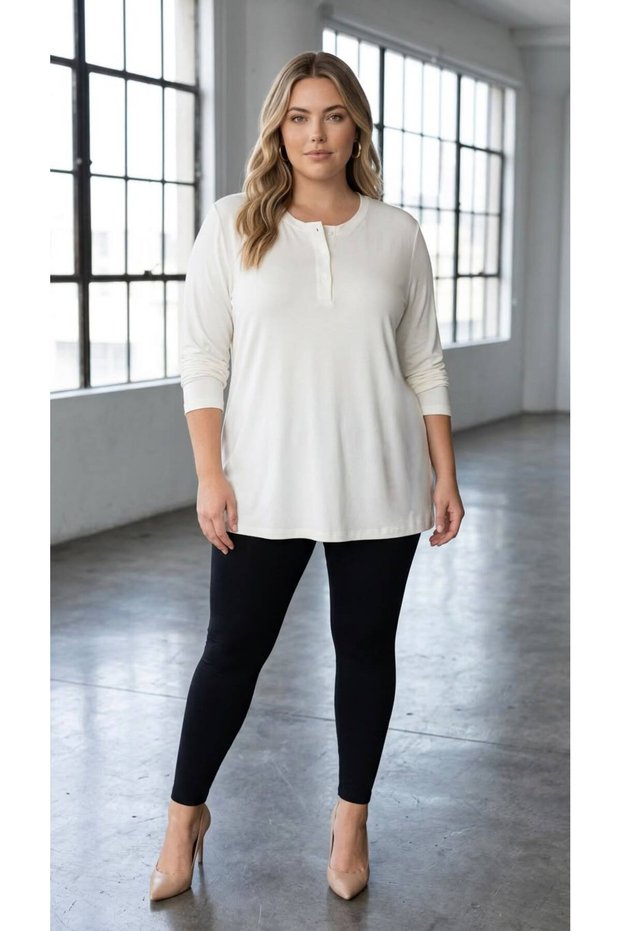 Women's Button Detailed Plus Size Blouse 1376-23