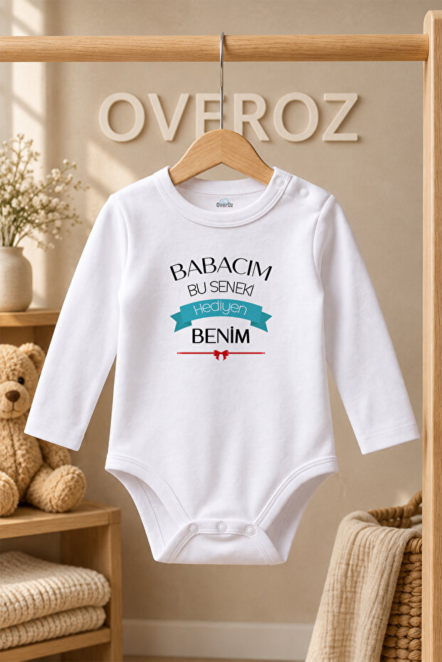 Organic 100% Cotton Baby Bodysuit for Birthday - Long Sleeve, Dad Printed Bodysuit 5238