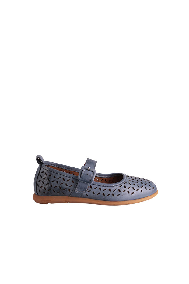 Women's Ballerina Shoes Blue Leather