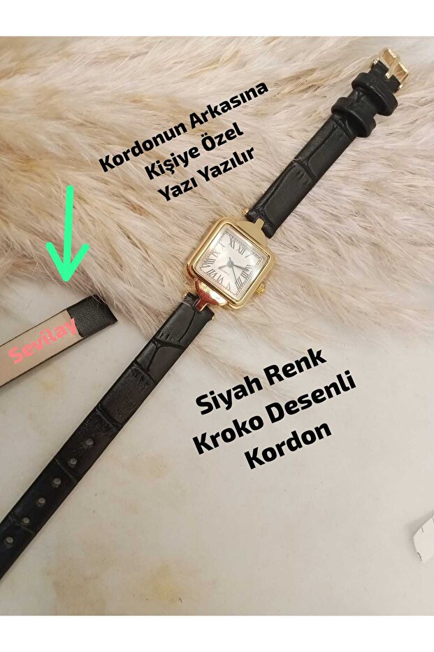 Sophia Model Black Color Strap - Special Design Women's Wristwatch - Gold Color Case