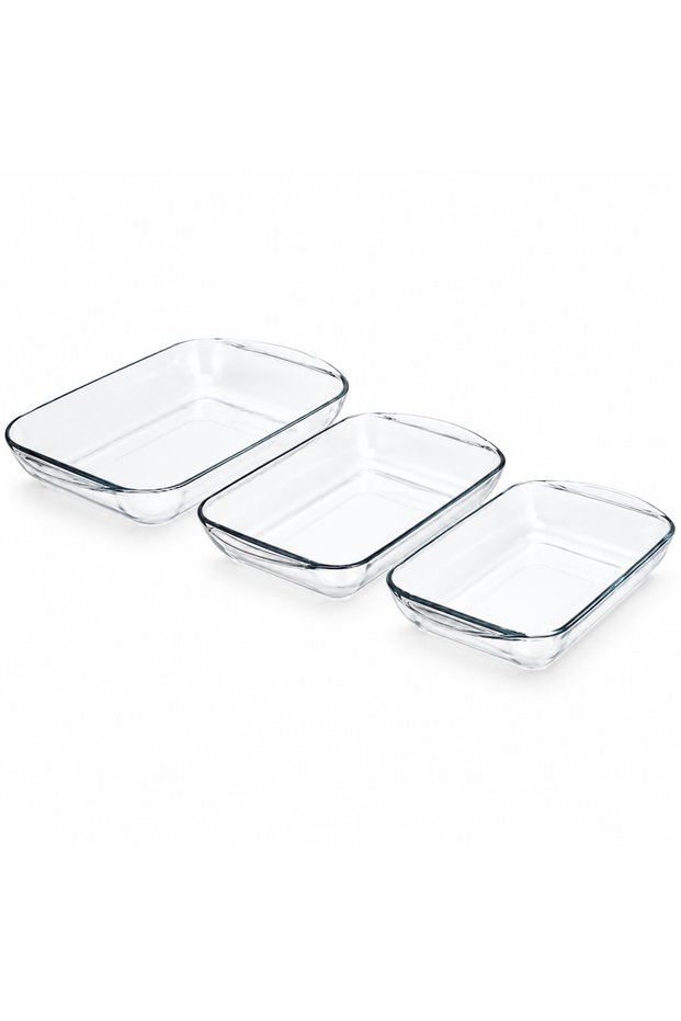 3 Piece Tempered Glass Bakeware Set 2Qt 3Qt 4Qt Oven Microwave Freezer Safe Clear 91079AHG17