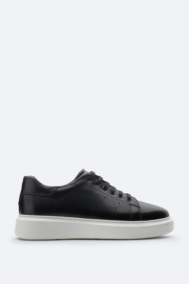 Men's Black 100% Leather Flexible Sole Casual Shoes B008000