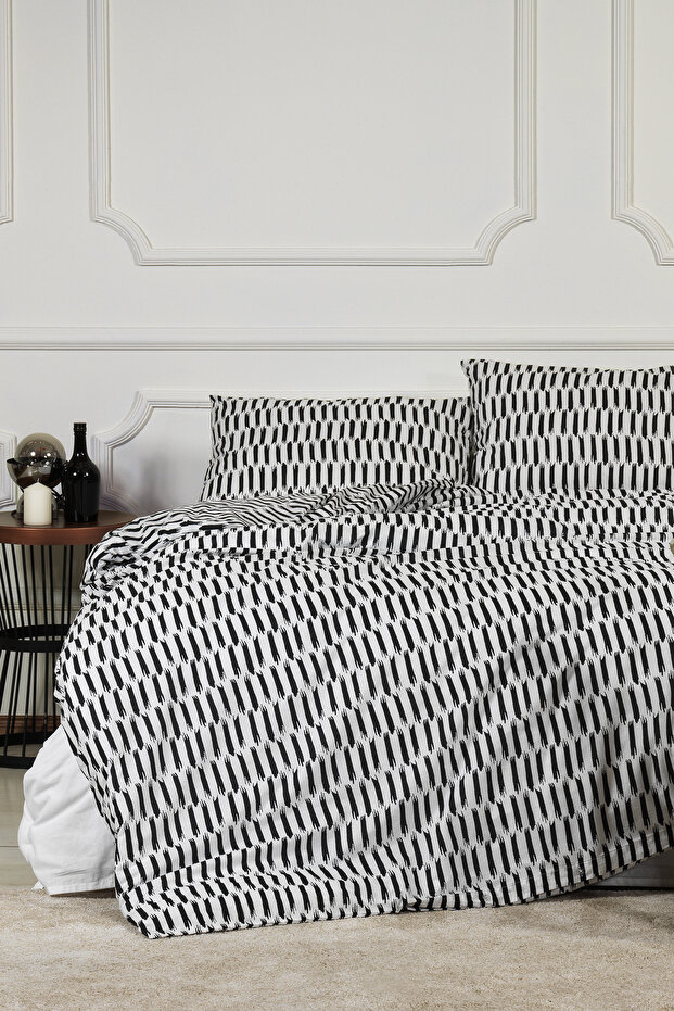 Carlos 100% Cotton Single Fitted Sheet Duvet Cover Set Black