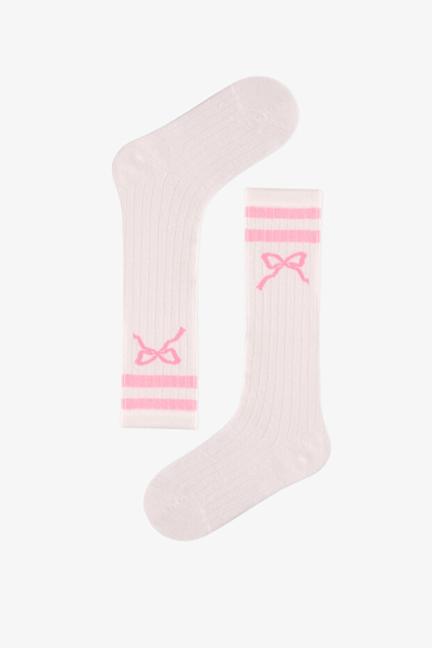 Girl's Marsmelov Pink Bow Cotton Trouser Socks