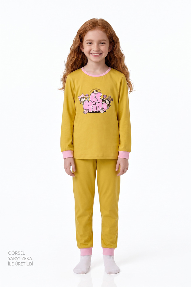 Girls Kindly Friends Cotton Long Sleeve 2 Piece Pajama Set