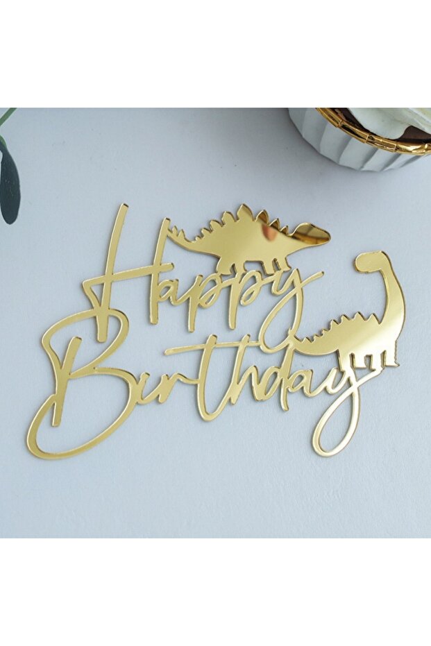 3PCS Gold 3PCS Dinosaur Cake Plug in Decorations Vivid Cake Toppers for Birthday Parties and for Cel