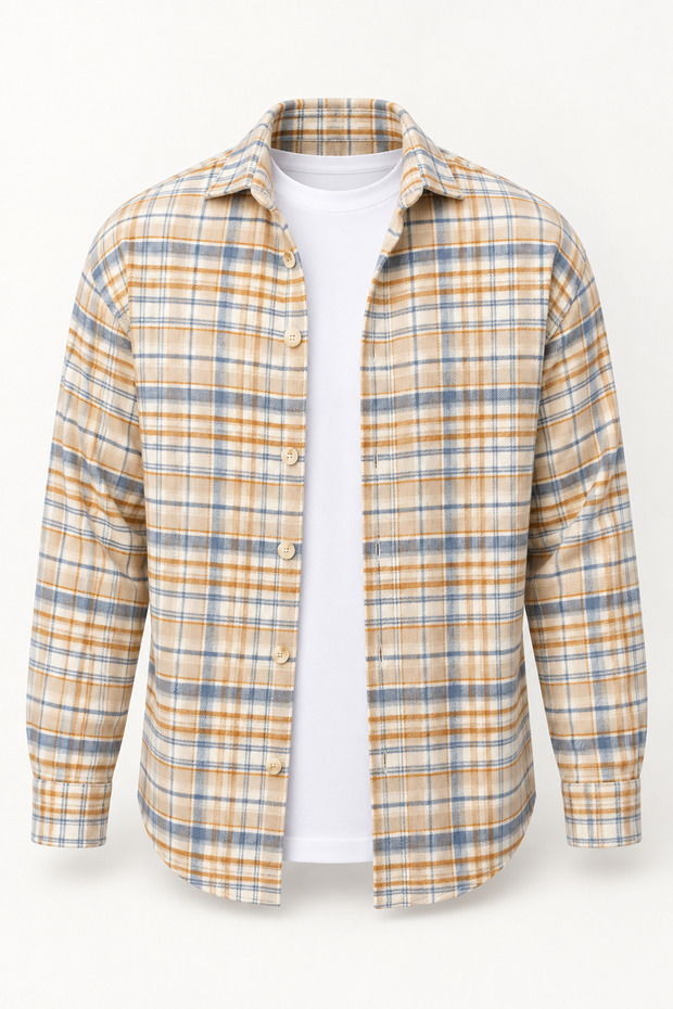 Jasper Relaxed Fit Cotton Pinstripe Lumberjack Men's Shirt - Mustard