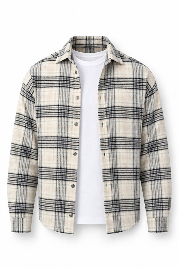 Brandon Relaxed Fit Cotton Wide Striped Lumberjack Men's Shirt - Light Blue