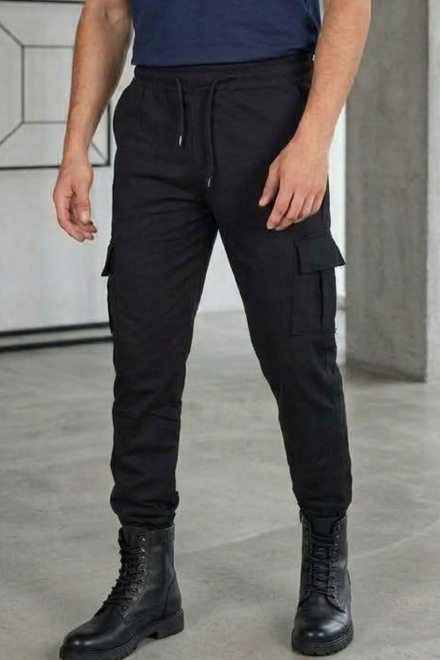 Men's Black Tactical Outdoor Jogger with Elastic Cuffs