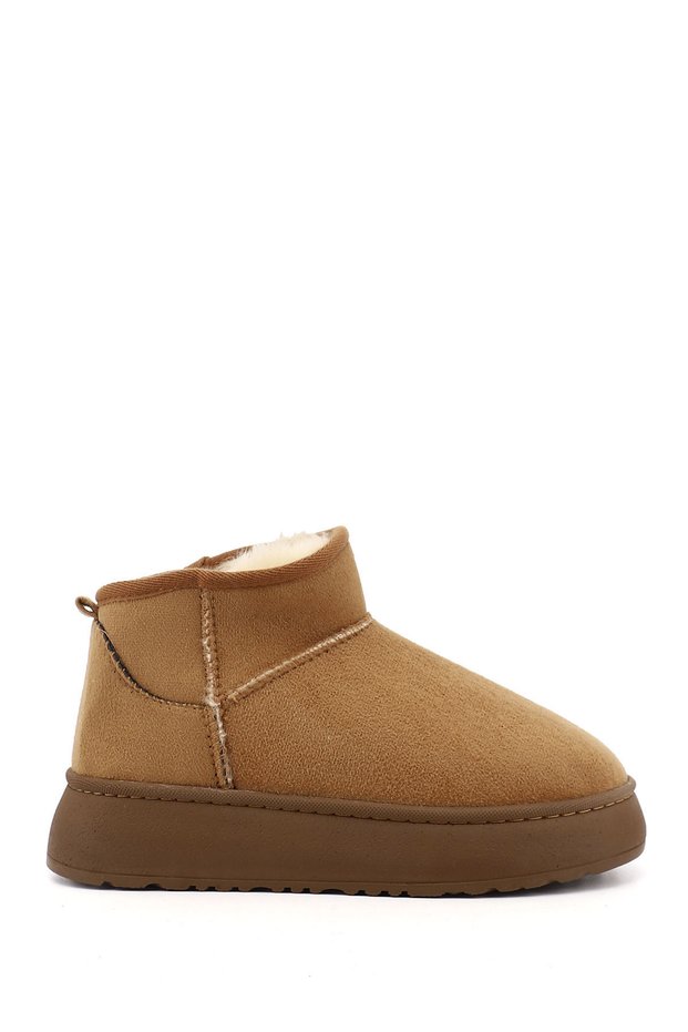 Women's Tan Suede Thick-Soled Fur Boots