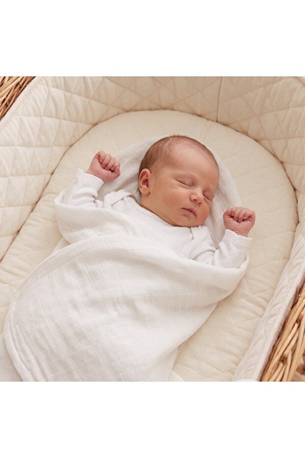 Muslin Cloth Cover Solid Color - White 120x120 Cm + 4 Mouth Wipes