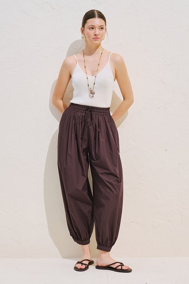 Balon Formlu Lace-Up Pants Brown