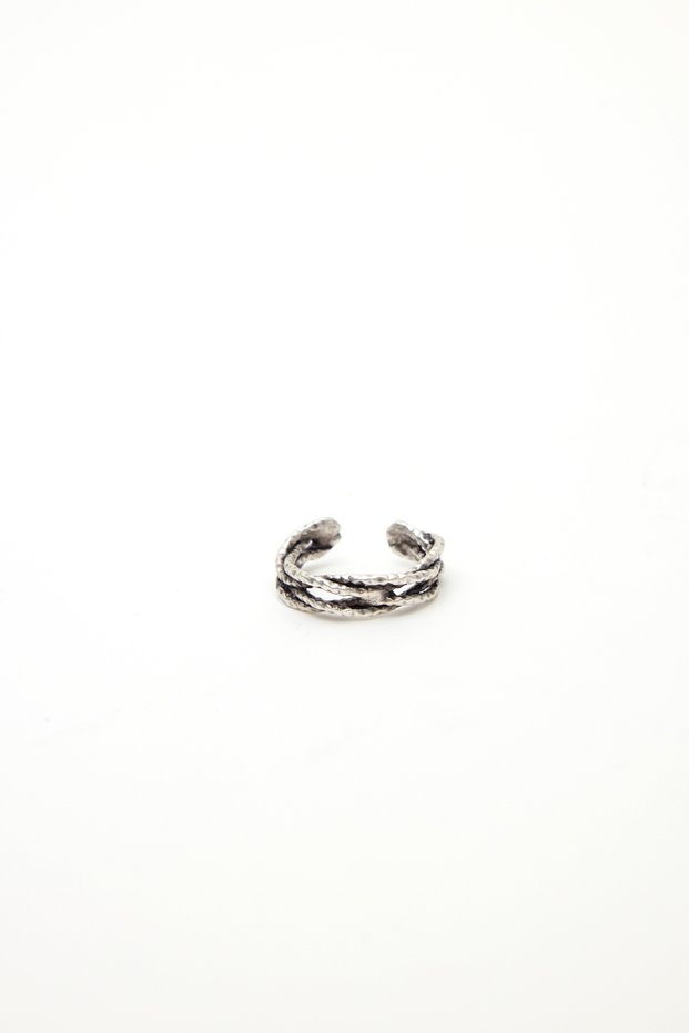 Thin Braided Matte-Finished Ring Silver