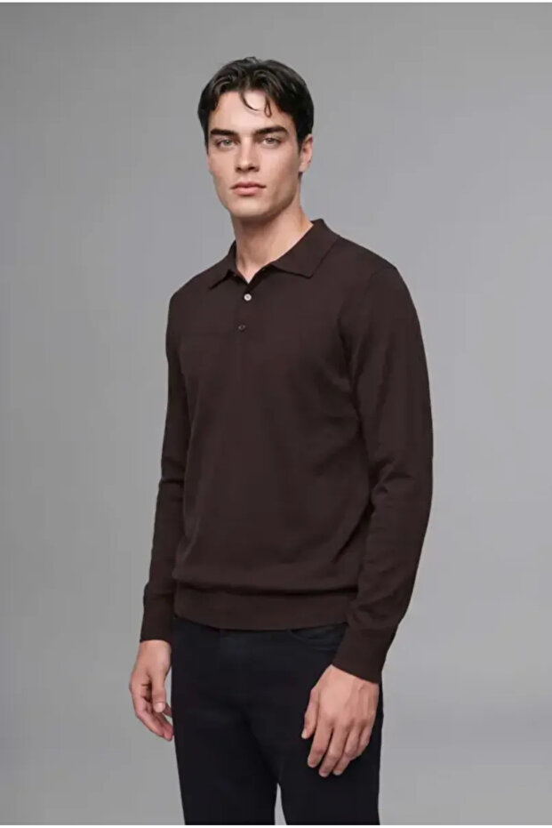 Standard Fit Buttoned Polo Collar Knitwear Sweater D0454Ax26Au